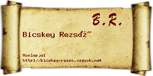 Bicskey Rezső névjegykártya